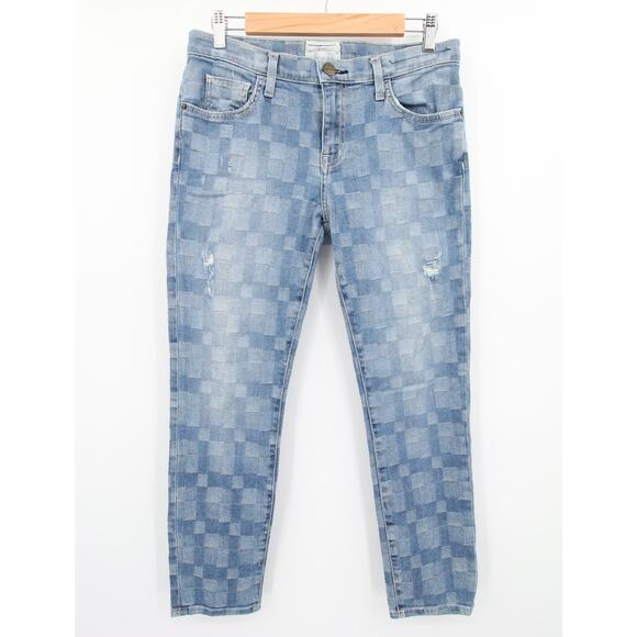 Current/Elliott Jeans Blue Distressed Checkered Grid Fling Slim Boyfriend 26 - Picture 2 of 14